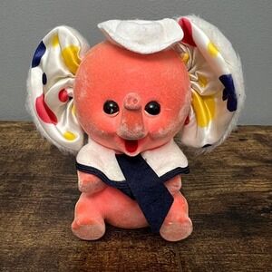 Vintage Royal Designs Flocked Pink Sailor Elephant Coin Bank Hialeah Florida